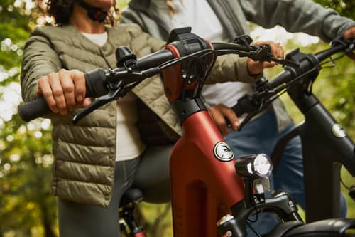Close-up of two e-bike handlebars