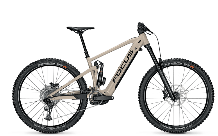 Mountainbike "FOCUS SAM² 6.8" in Braun mit Vollfederung und Scheibenbremsen.