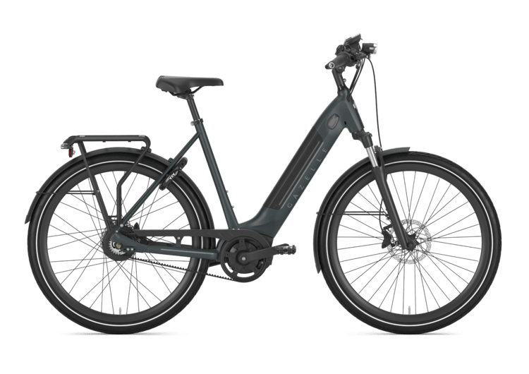 E-Bike Gazelle Ultimate C380 HMB in Dunkelgrau, Tiefeinsteiger-Rahmen, vollintegrierter Akku.