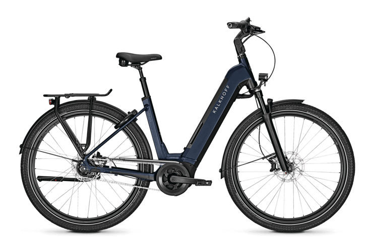 Kalkhoff Image 5.B Move electric bike in brown with integrated battery, front and rear lights, and disc brakes.