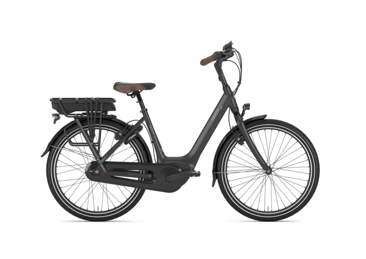 E-Bike Gazelle Orange C8 HMB in Grün mit Gepäckträger, Schutzblech und geschlossenem Kettenkasten.