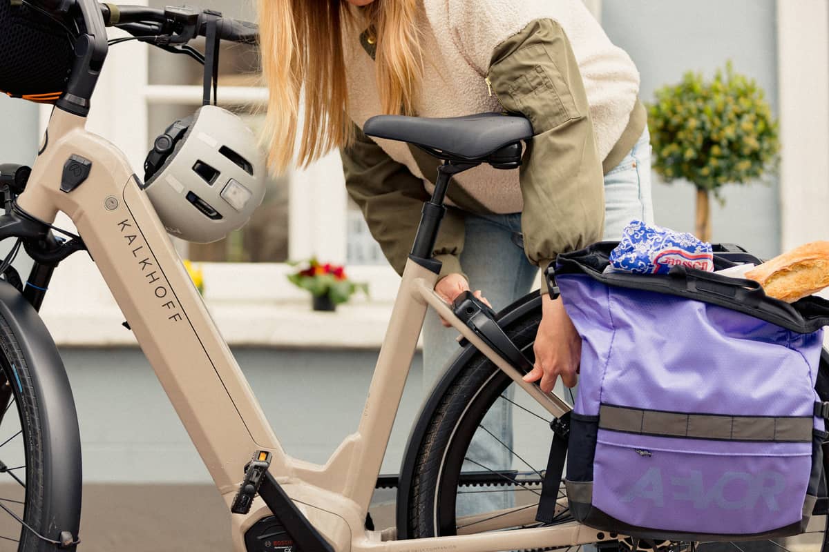woman locks bike