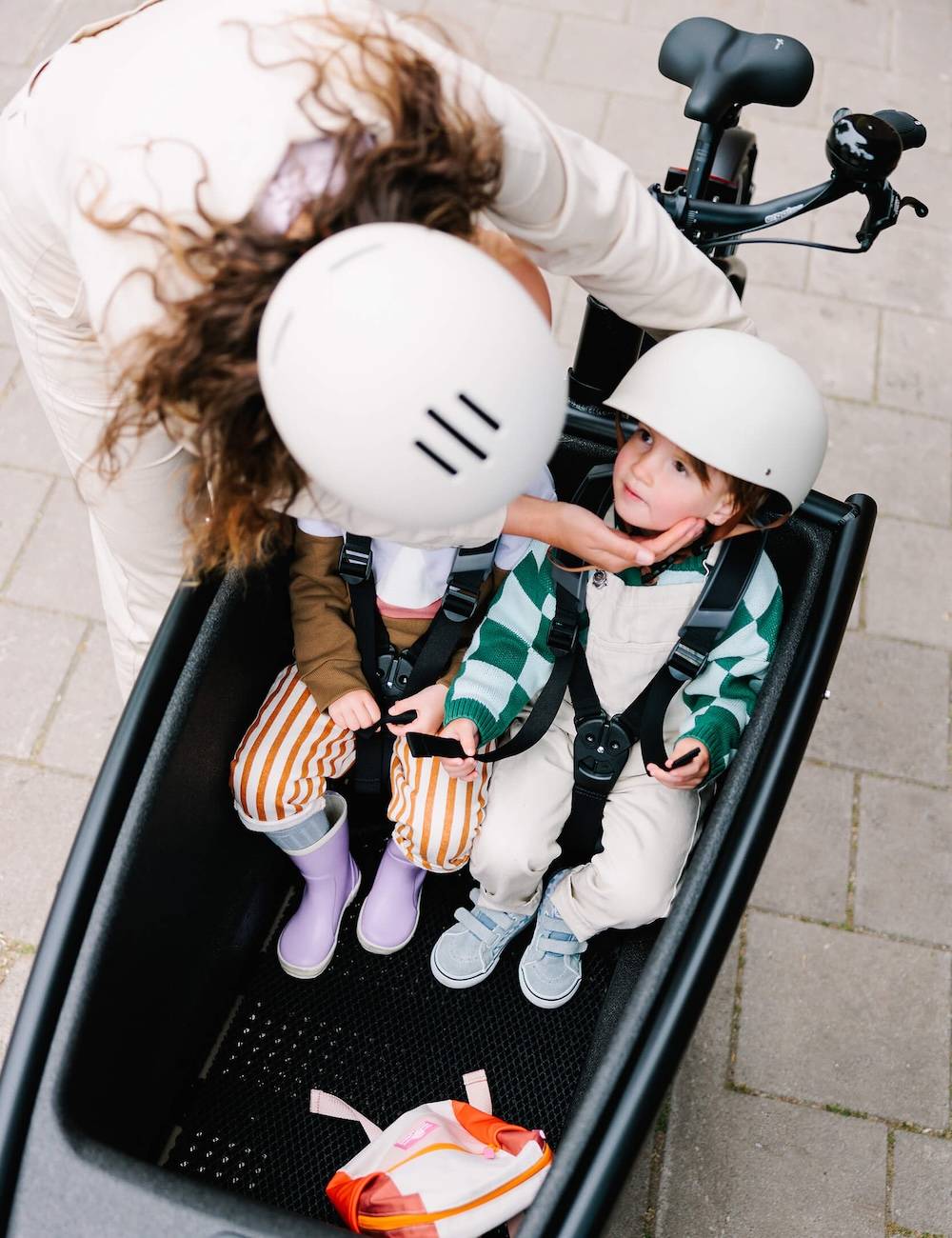 Mother and child with cargo bike